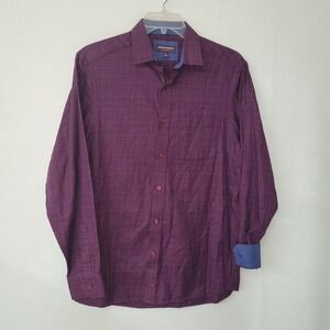 Johnston & Murphy Shirt‎ Mens M Red Check Plaid Flip Cuff Dress Office Pocket